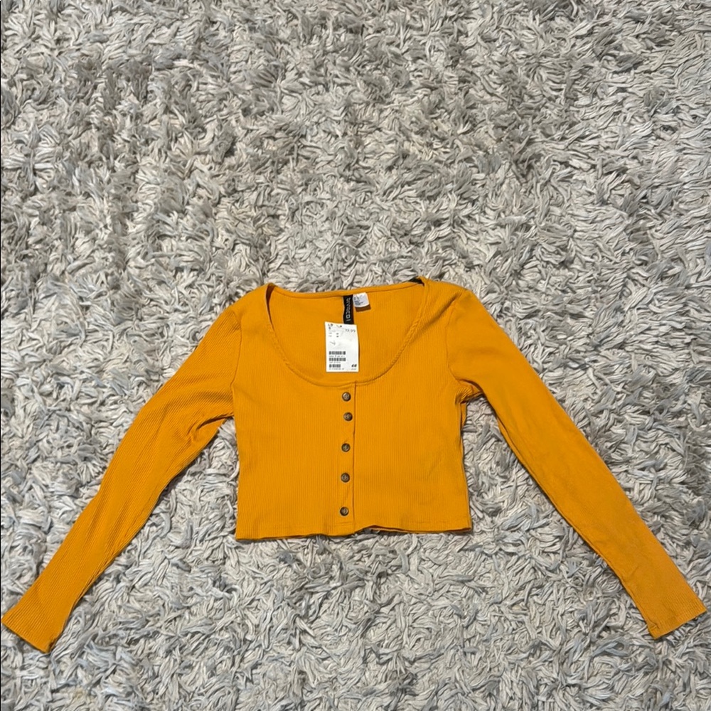H&M Mustard Long Sleeve Crop Top